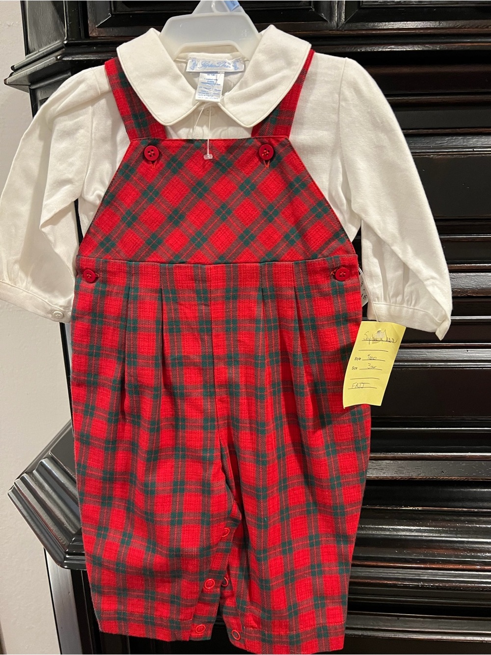 Sophie Dess Classic Red & Green Plaid Infant Overalls